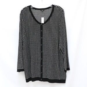 NWT Talbots Knit Cardigan Black White 3X sweater plus size long sleeve office